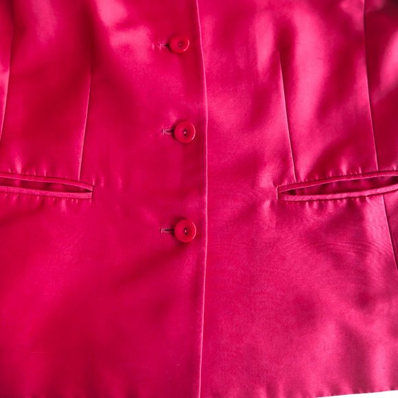 KASPER & COMPANY ASL Burgundy Silk Long Sleeve Jacket - Size 12 - Picture 7 of 8